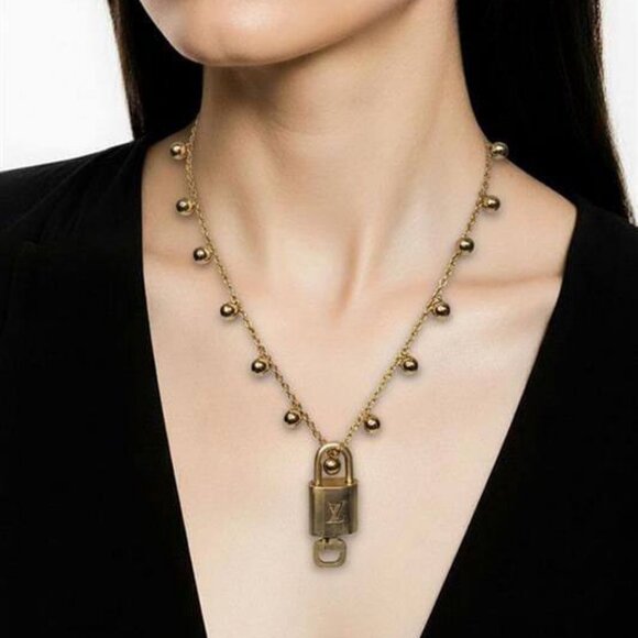 Gold-Plated Necklace with Authentic Louis Vuitton Padlock